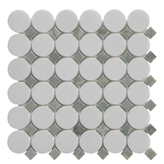 Thassos White Marble Circular Mosaic Pattern Tiles