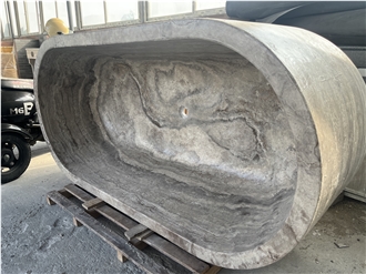 Persian Silver Travertine Bathtub Customized For Flats&Hotel