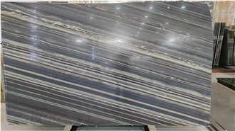 Silver Waved Marble Slabs For Bathroom Wall Flooring Decor