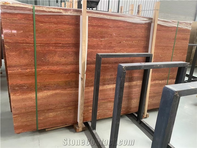 Iran Red  Travertine Slabs