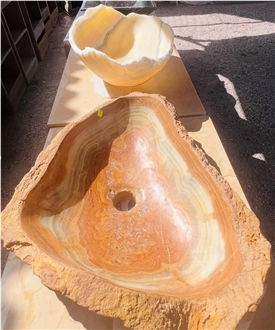 Naranja Onyx Boulders Carved Unique Vessel Wash Basins
