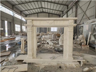 Guangxi White Marble Indoor Fireplace