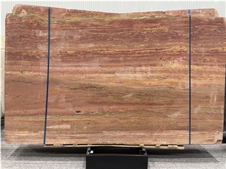 Red Travertine Vein Cut Slabs