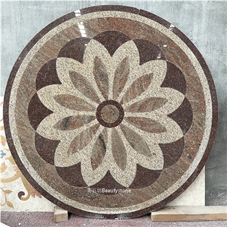 Granite Waterjet Medallions Pattern Tiles Round Flower