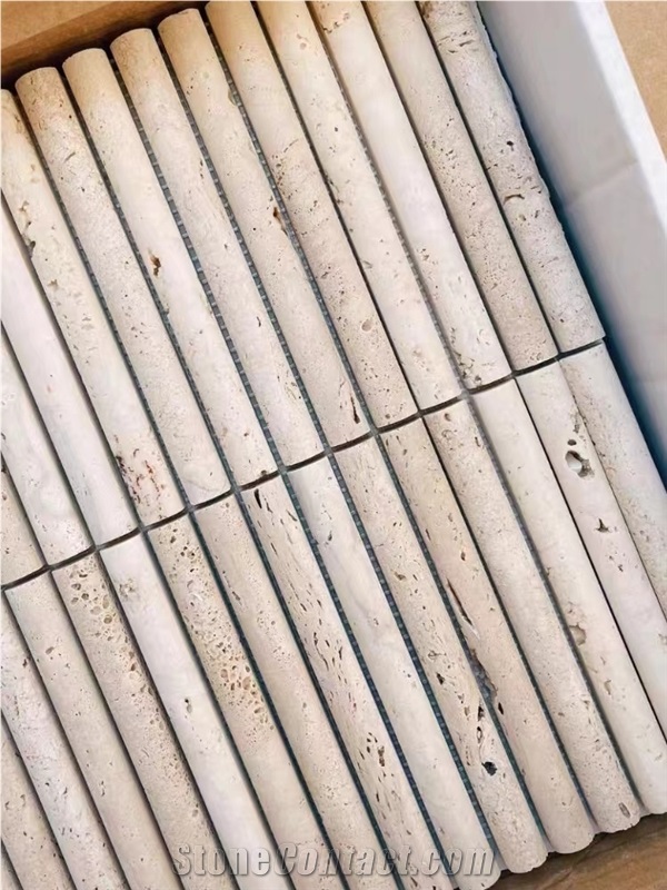 Fluted Travertine Bathroom Tiles Mosaic Design
