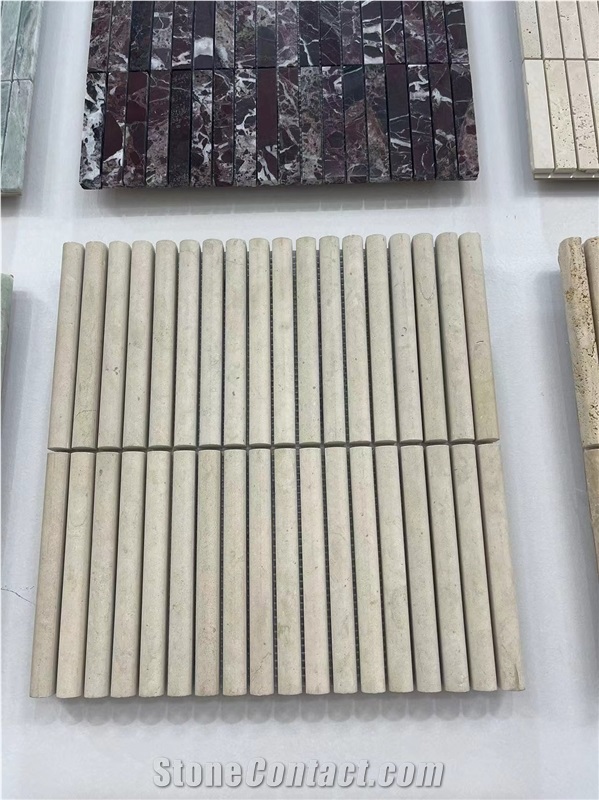 Fluted Travertine Bathroom Tiles Mosaic Design