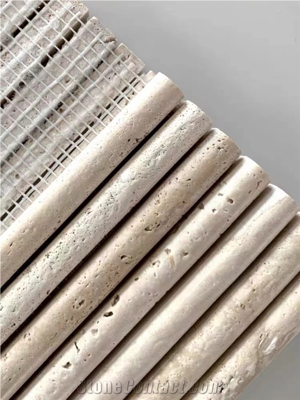Fluted Travertine Bathroom Tiles Mosaic Design