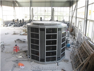 Imperial Grey Granite Octagonal Columbarium With Angel