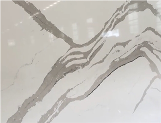 Quality-Ensured White Artificial Calacatta Quartz Slab