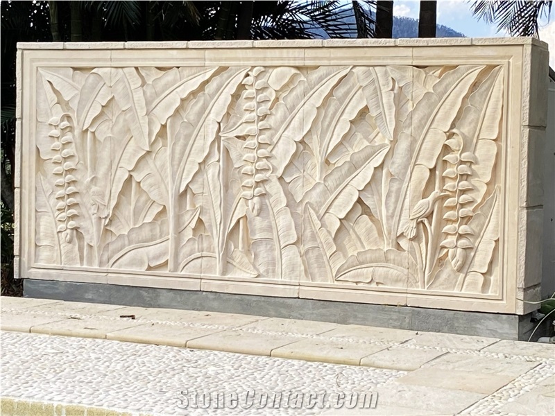 Beige Sandstone Wall Relief