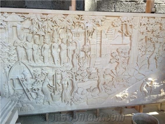 Beige Sandstone Wall Relief