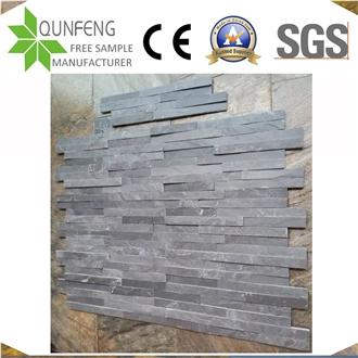 China 10X36 Cm Black Slate Interlocking Slate Wall Cladding Veneer