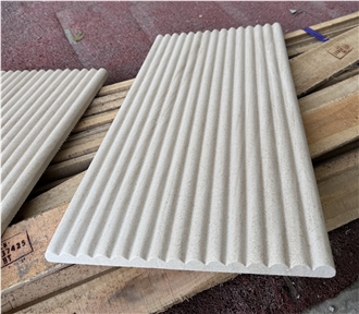 Moca Cream Limestone 3D Fluted Sheet CNC Wall Panels