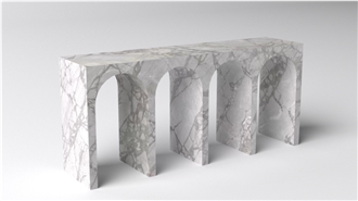 New Super White Marble 4 Arches Console Table