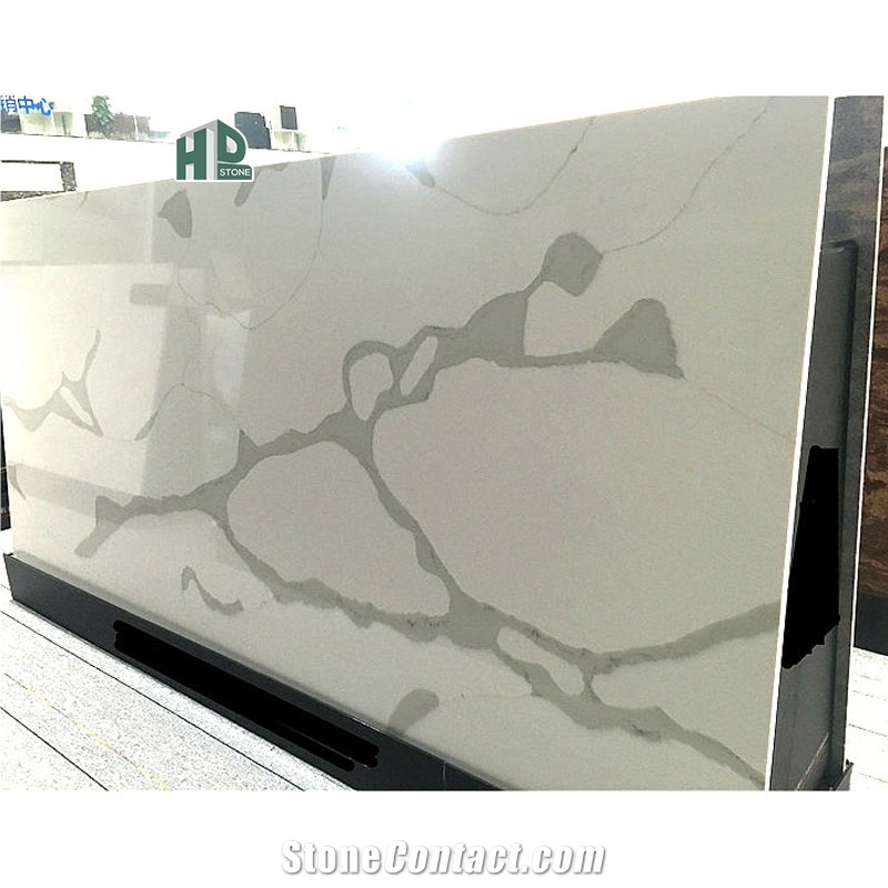 Calacatta Quartz Big Slabs Polished Slab Quartz Tiles
