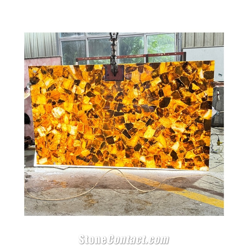 Yellow Crystal Quartz Stone Gemstone Slabs, Wall Panels
