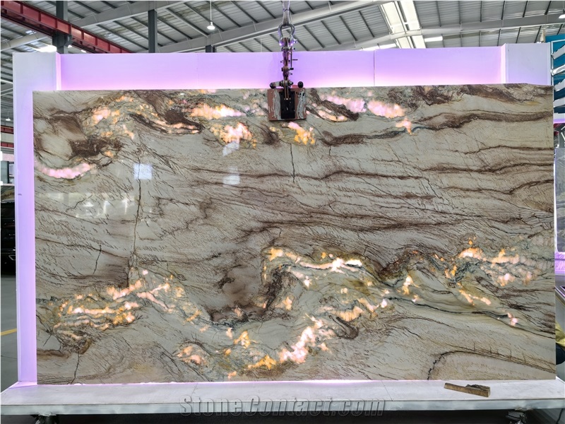Brazil Translucent Stone Cristallo Champagne Quartzite Slabs