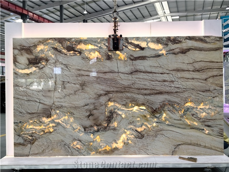 Brazil Translucent Stone Cristallo Champagne Quartzite Slabs