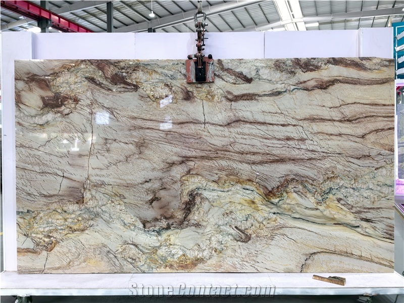 Brazil Translucent Stone Cristallo Champagne Quartzite Slabs