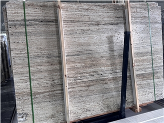 Iranian Light Silver Travertine Slabs