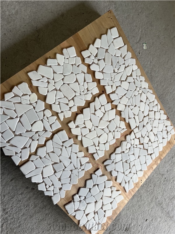 Chinese White Crazy Cut In Web Pattern Tumbled Mosaic