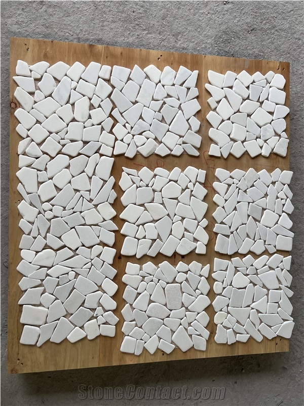 Chinese White Crazy Cut In Web Pattern Tumbled Mosaic