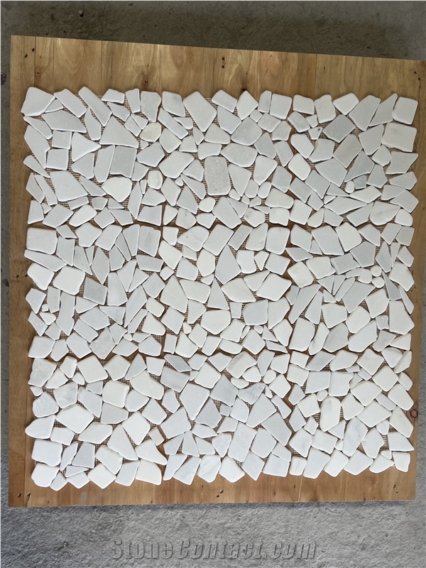 Chinese White Crazy Cut In Web Pattern Tumbled Mosaic