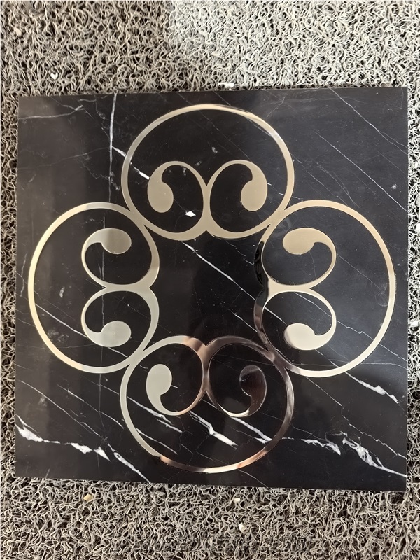 Stainless Steel Inlay Marble Medallion Waterjet Cut Pattern