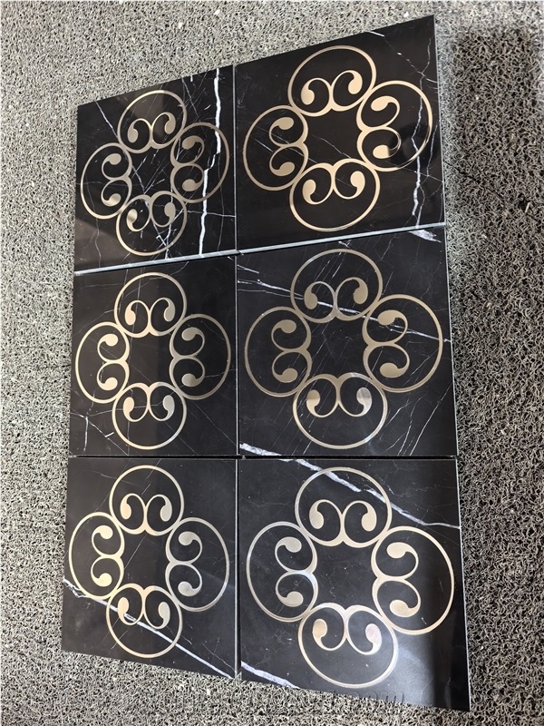 Stainless Steel Inlay Marble Medallion Waterjet Cut Pattern