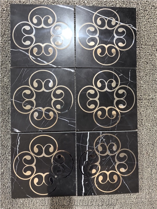Stainless Steel Inlay Marble Medallion Waterjet Cut Pattern