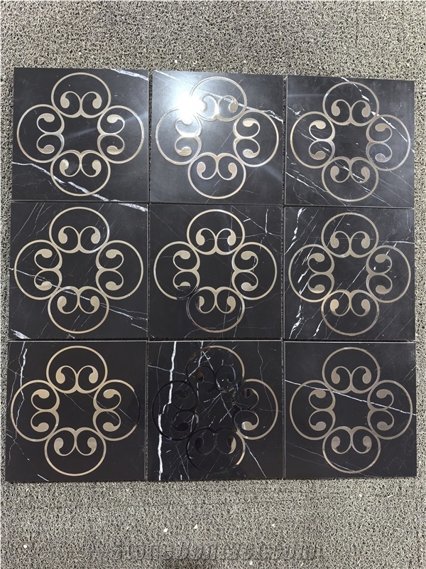 Stainless Steel Inlay Marble Medallion Waterjet Cut Pattern