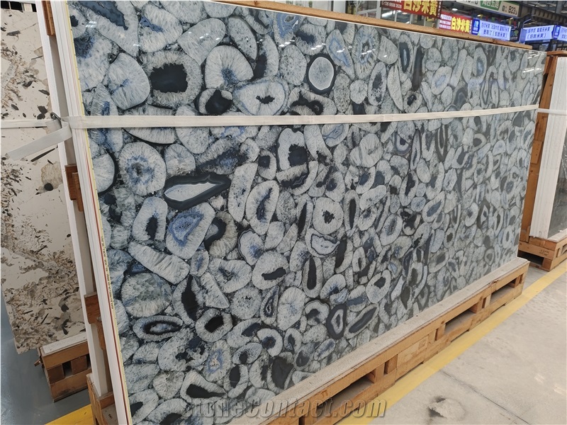 Blue Agate Sintered Stone Slabs For Wall Decor