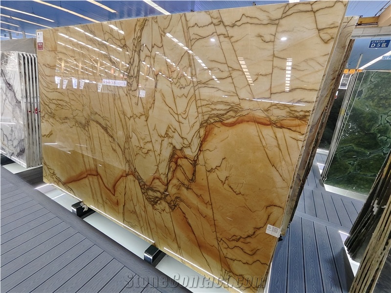 Golden Tobacco Quartzite Slabs For Accent Wall