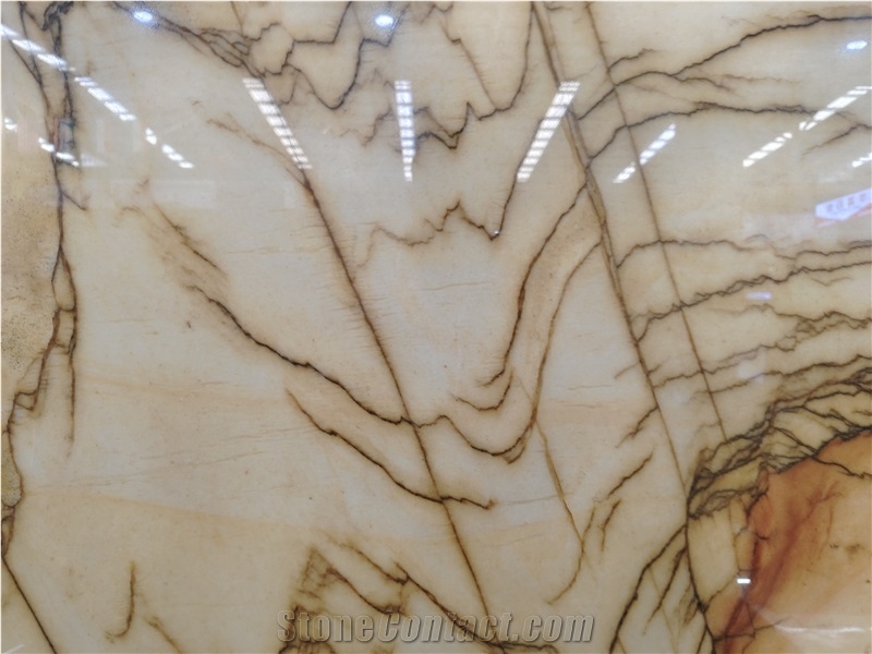 Golden Tobacco Quartzite Slabs For Accent Wall