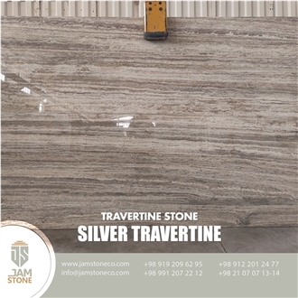 Silver Travertine Slabs - Polished 2Cm