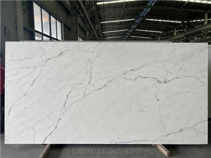 Nano Ink 3D Printed Quartz Slabs White Marble Full Body Vein