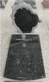 Blue Pearl Granite Heart Engraved Tombstone