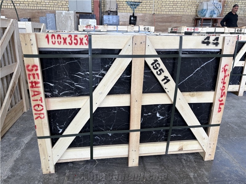 Najafabad Black Marble Polished Tiles