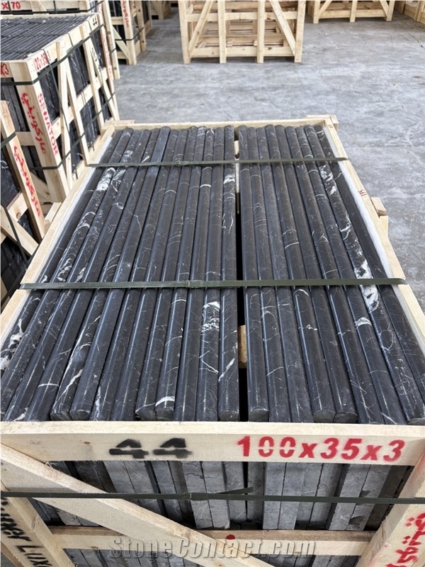 Najafabad Black Marble Polished Tiles