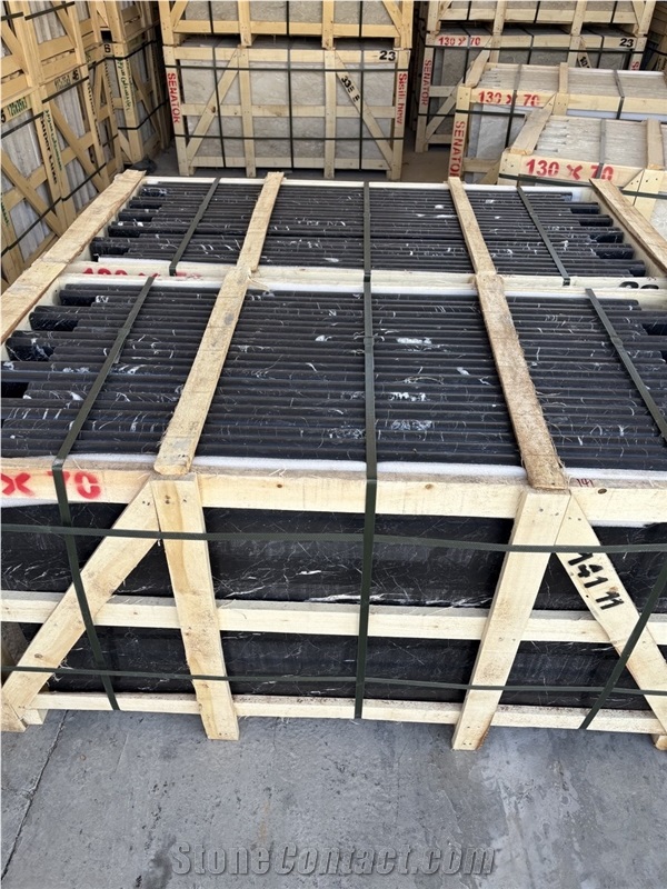 Najafabad Black Marble Polished Tiles