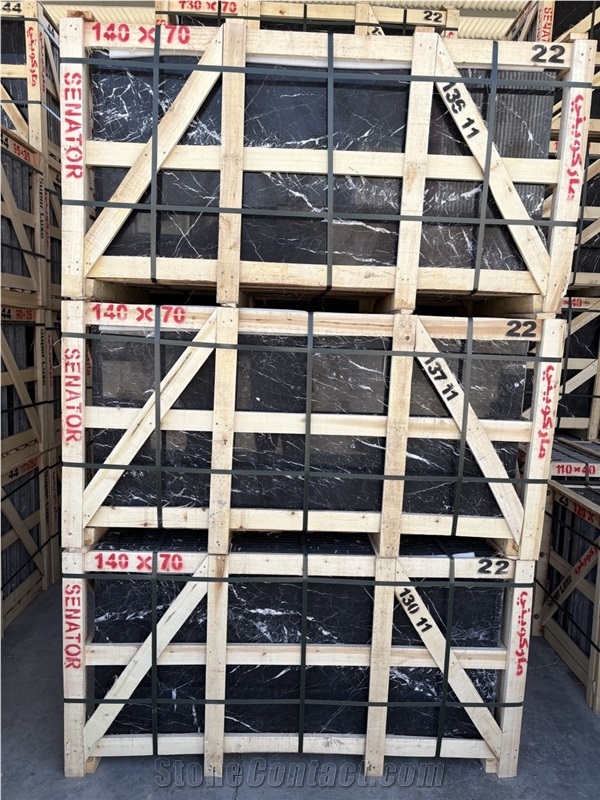Najafabad Black Marble Polished Tiles