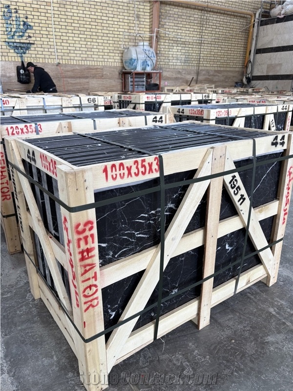 Najafabad Black Marble Polished Tiles