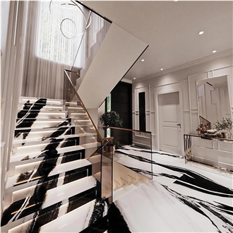 Panda White Marble Stairs