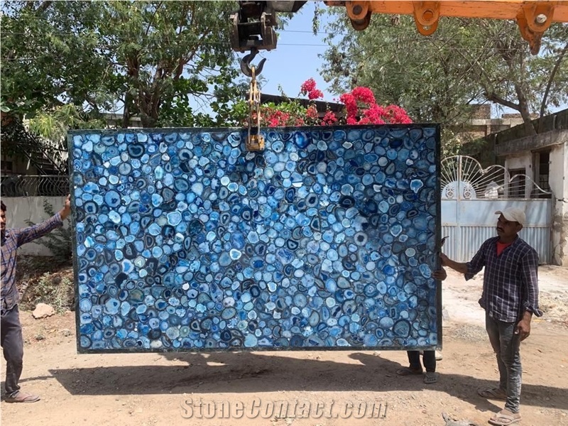 Indian Blue Agate Semiprecious Stone Slabs