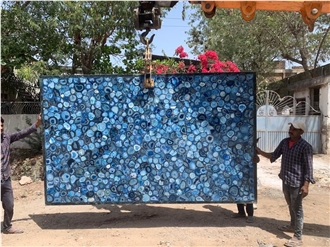 Indian Blue Agate Semiprecious Stone Slabs