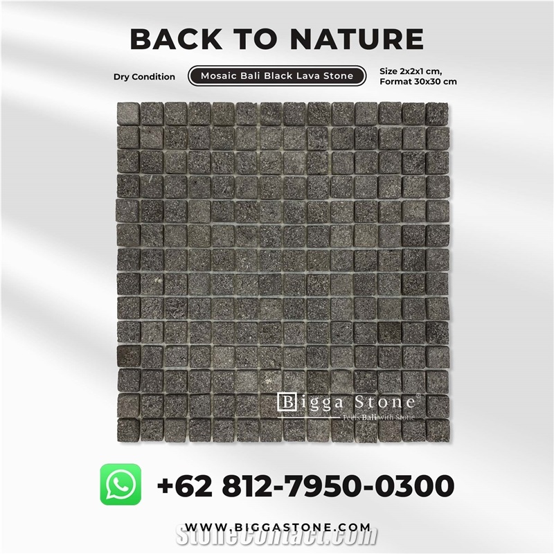 Bali Black Lava Volcano Floor Mosaic