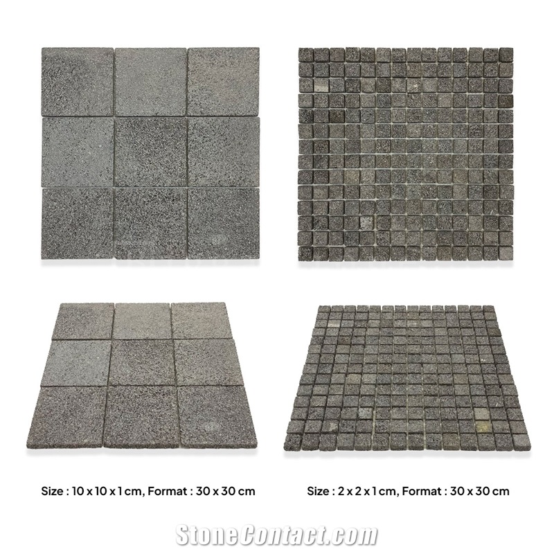 Bali Black Lava Volcano Floor Mosaic
