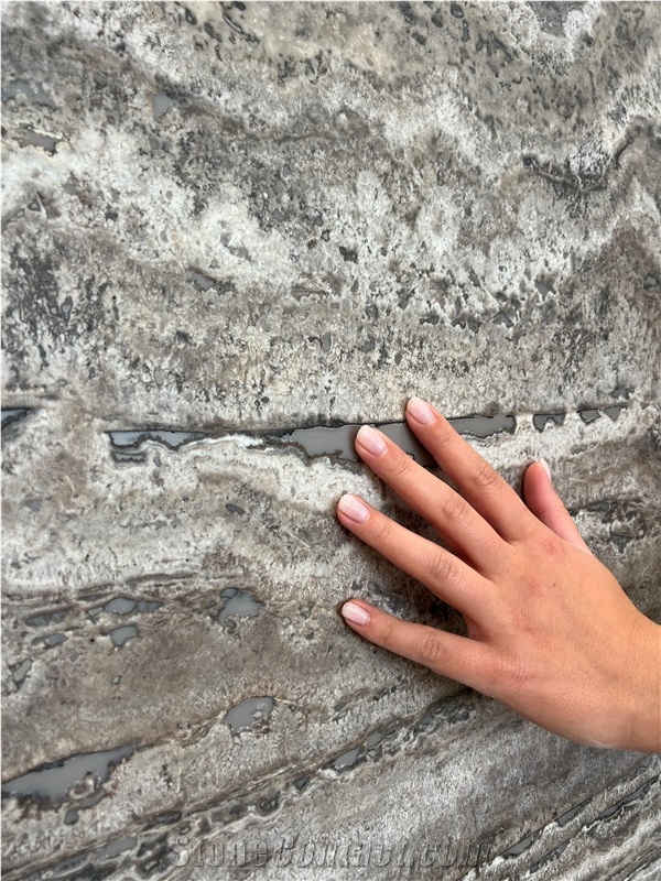 Silver Travertine Slabs 2Cm