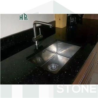 Black Galaxy Granite Polished Kitchen Countertops