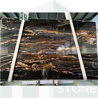 Universe Cosmic Black And Gold Granite Slabs